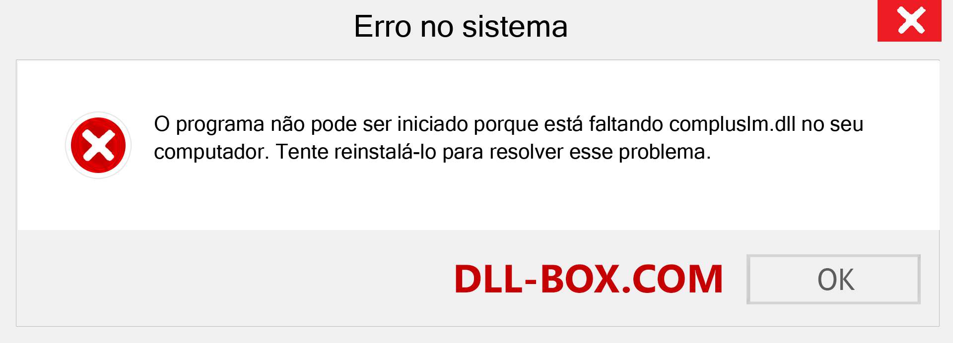 Arquivo compluslm.dll ausente ?. Download para Windows 7, 8, 10 - Correção de erro ausente compluslm dll no Windows, fotos, imagens